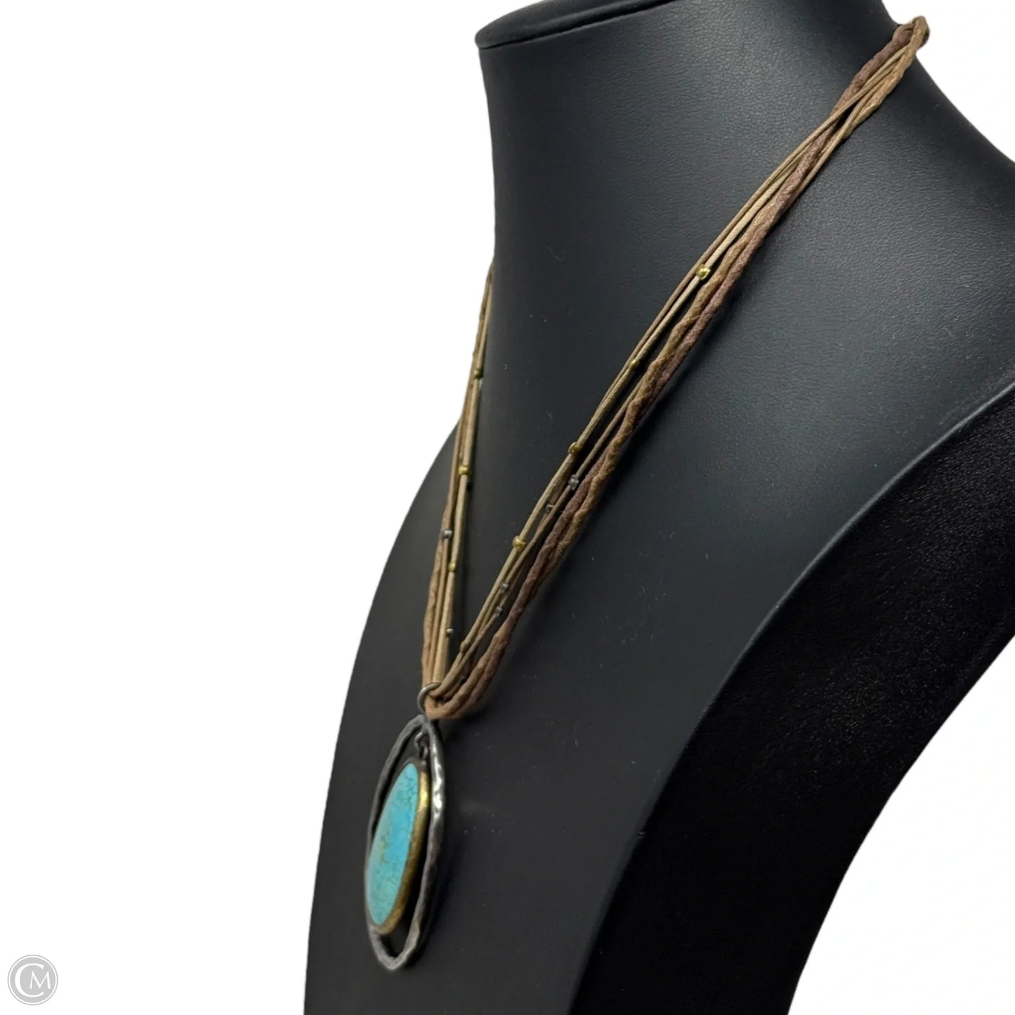 Howlite Brass & Sterling Silver Double Halo Necklace By Silpada