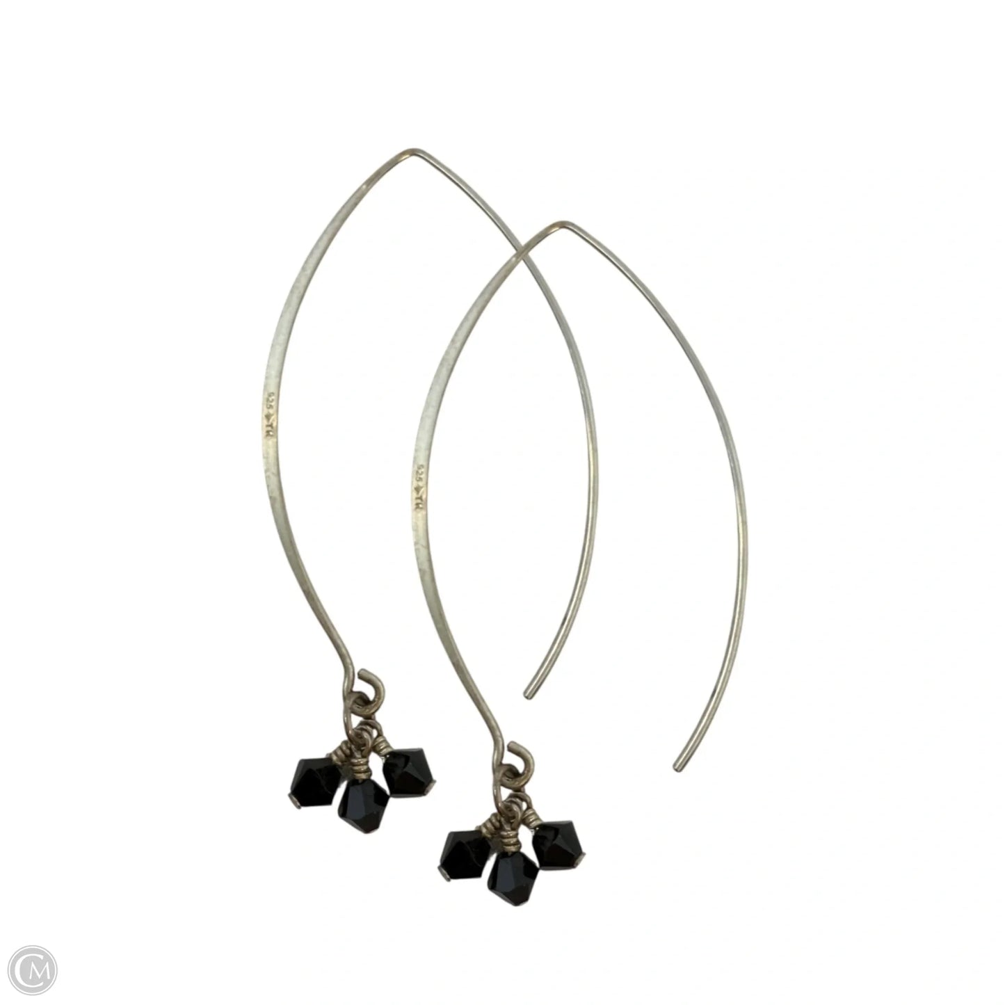 Social Gathering Sterling Silver 925 Obsidian Gemstone Cluster Dangle Earrings By Silpada