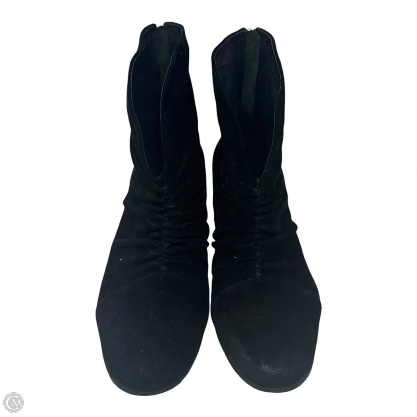 Ruched Suede Boots Ankle Heels By Antelope In Black, Size: 8.5
