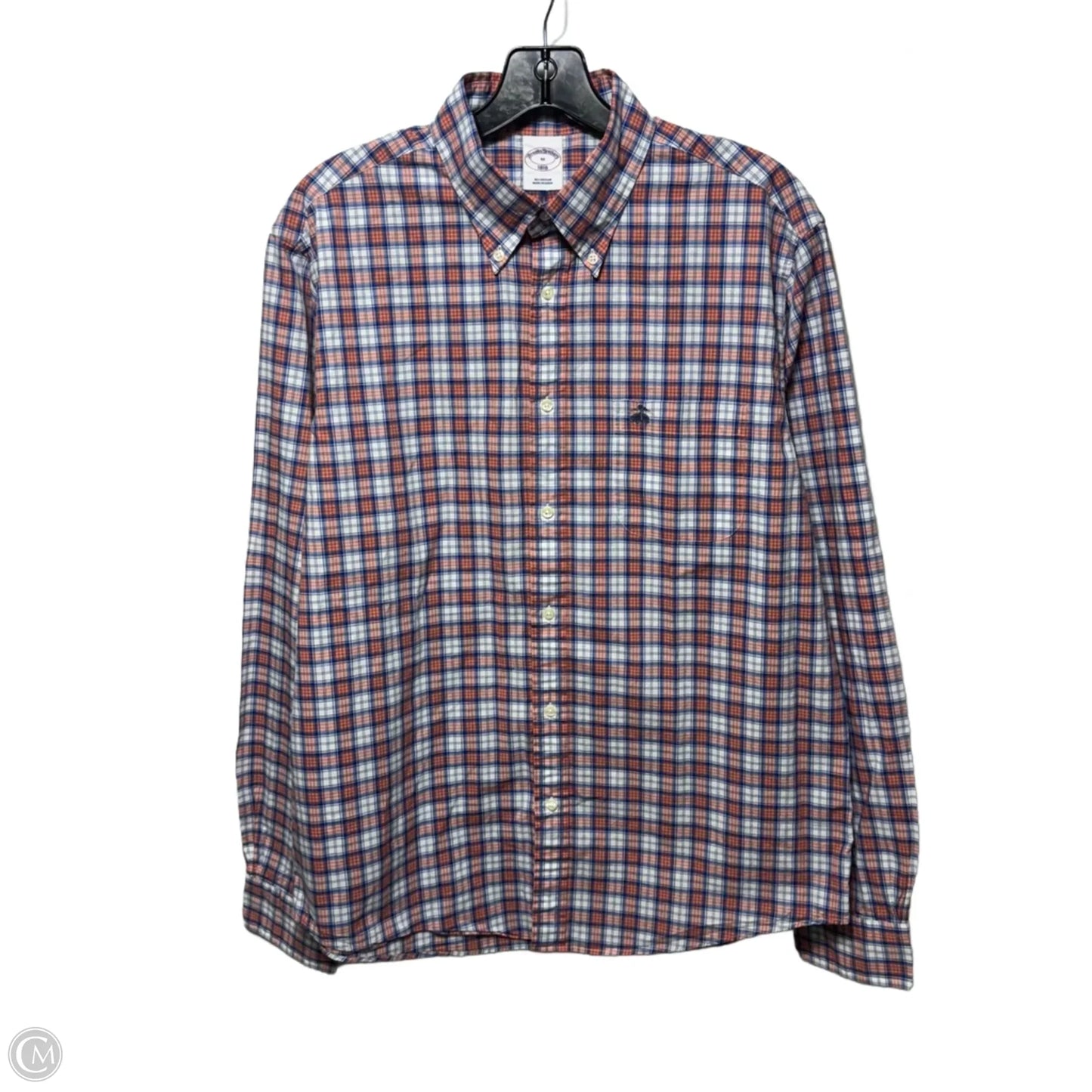 Top Long Sleeve By Brooks Brothers In Plaid Pattern, Size: M