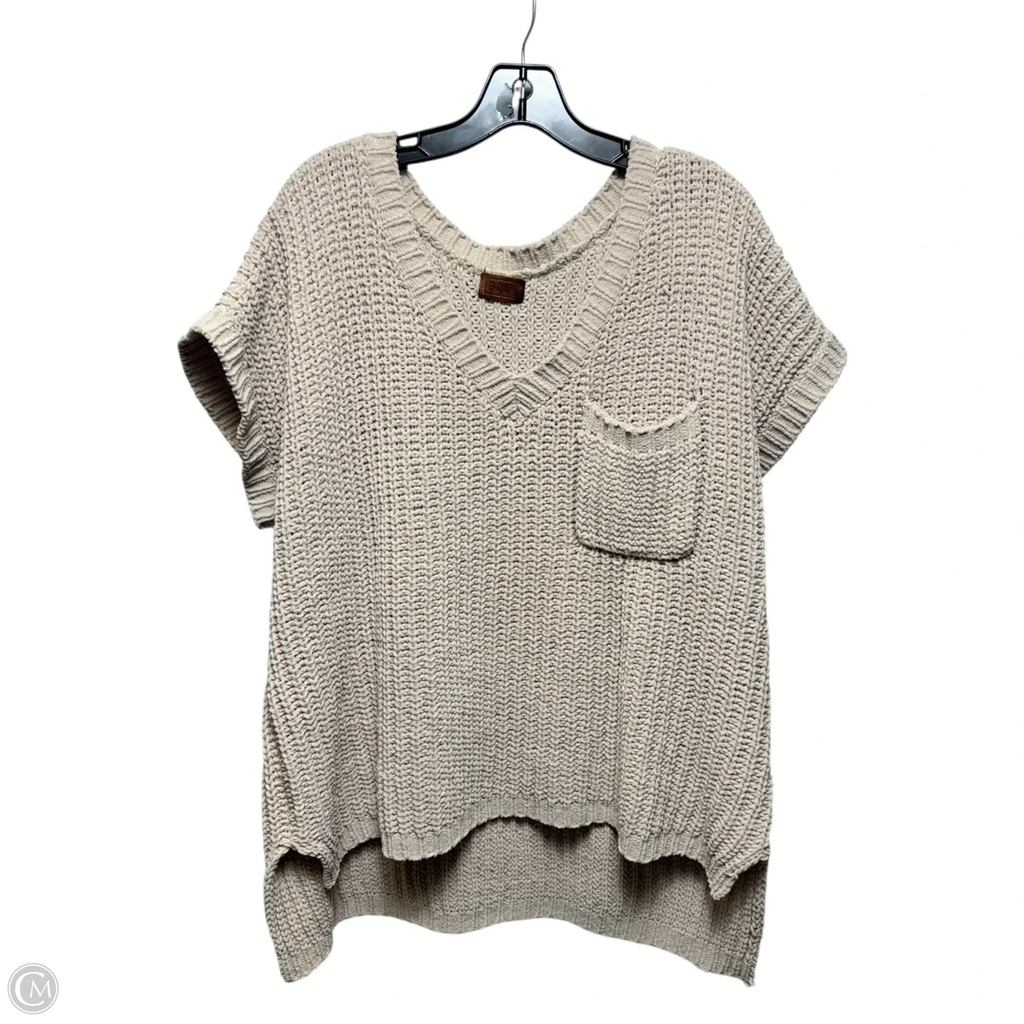 Sweater Short Sleeve By Pol In Cream, Size: S