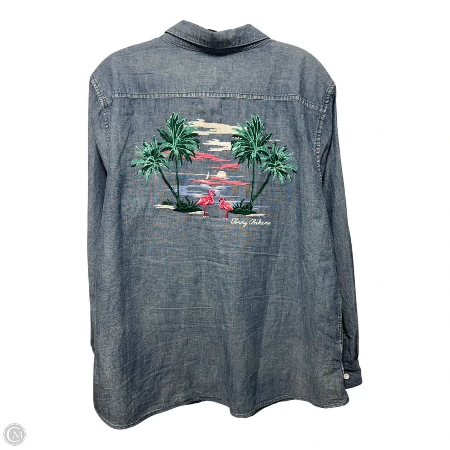 Embroidered Top Long Sleeve By Tommy Bahama In Blue Denim, Size: Xl