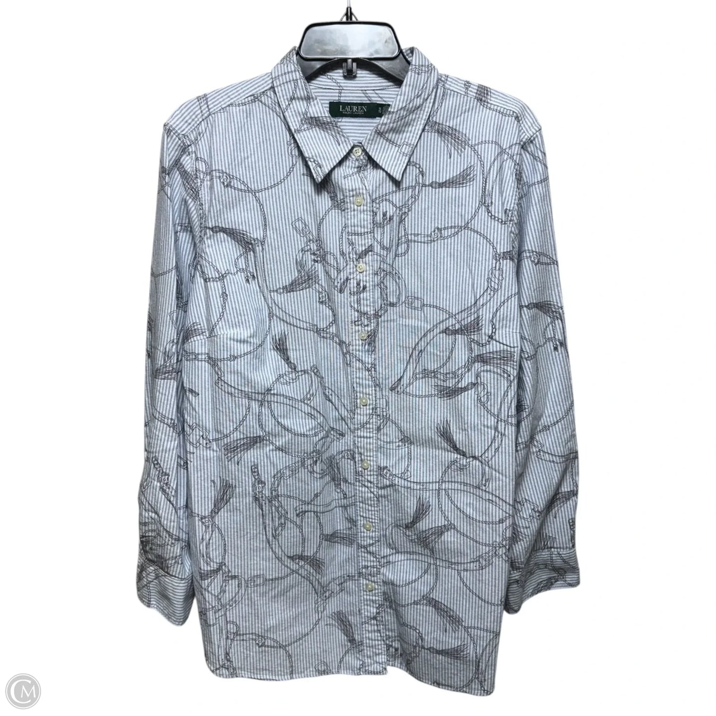 Top Long Sleeve By Lauren By Ralph Lauren In Striped Pattern, Size: 1x