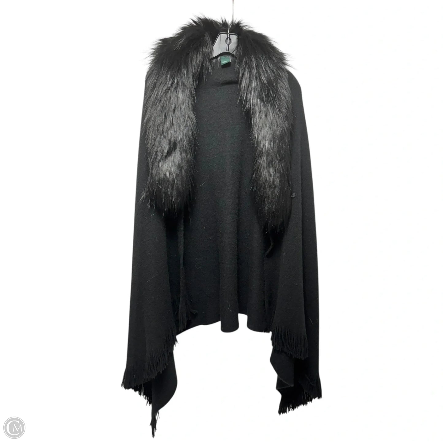 Faux Fur Collar Shawl By Lauren By Ralph Lauren In Black, Size: Osfm