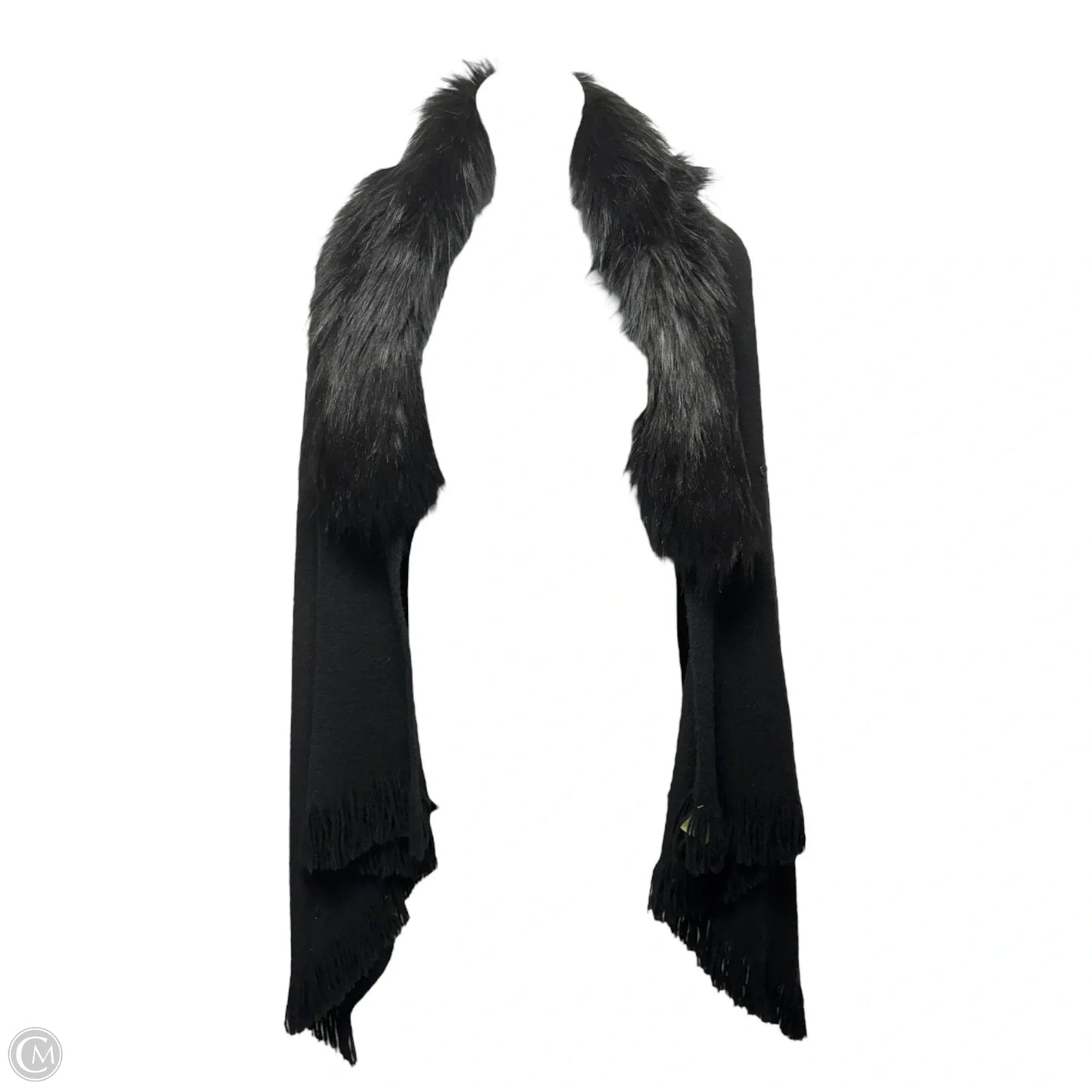 Faux Fur Collar Shawl By Lauren By Ralph Lauren In Black, Size: Osfm