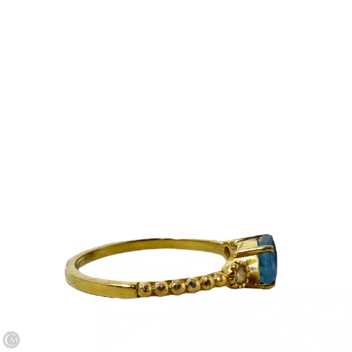 London Blue & White Topaz Gold Over Sterling Silver Ring, Size: 8