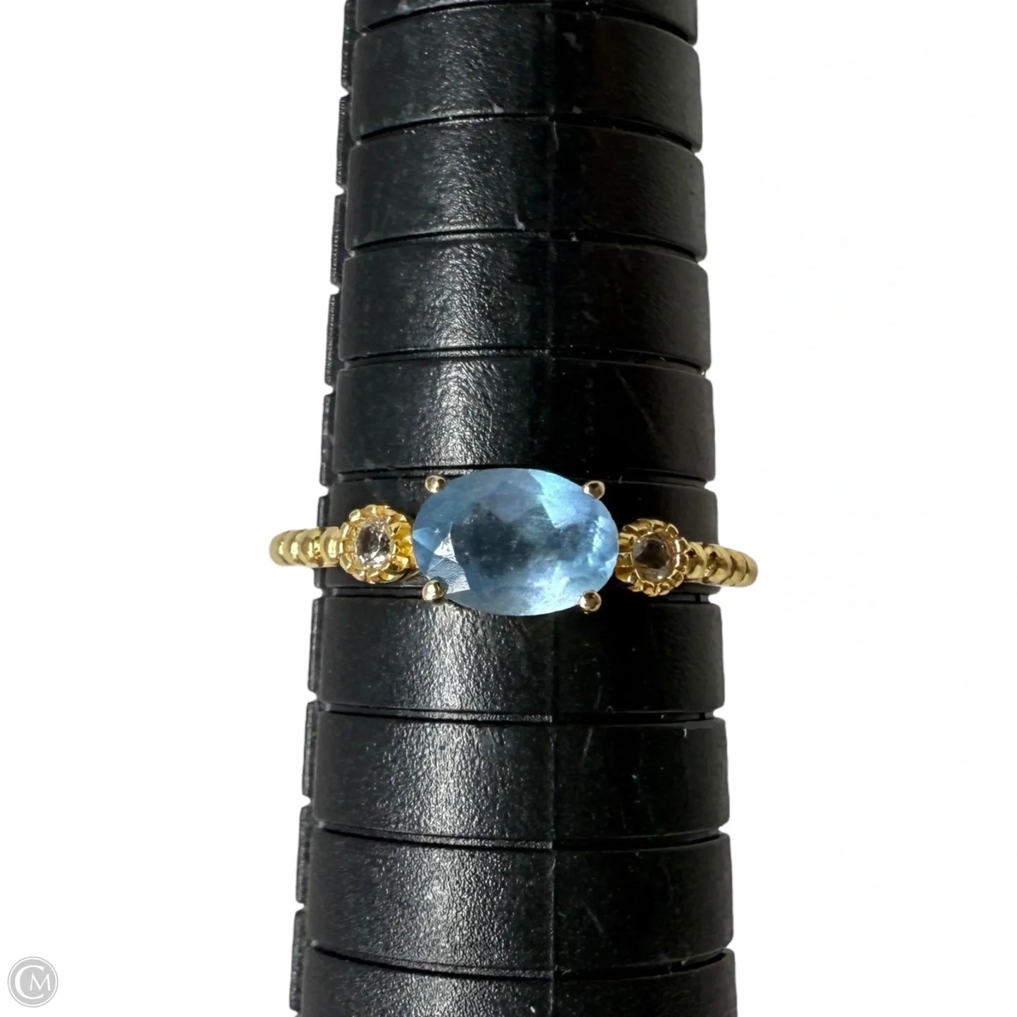 London Blue & White Topaz Gold Over Sterling Silver Ring, Size: 8