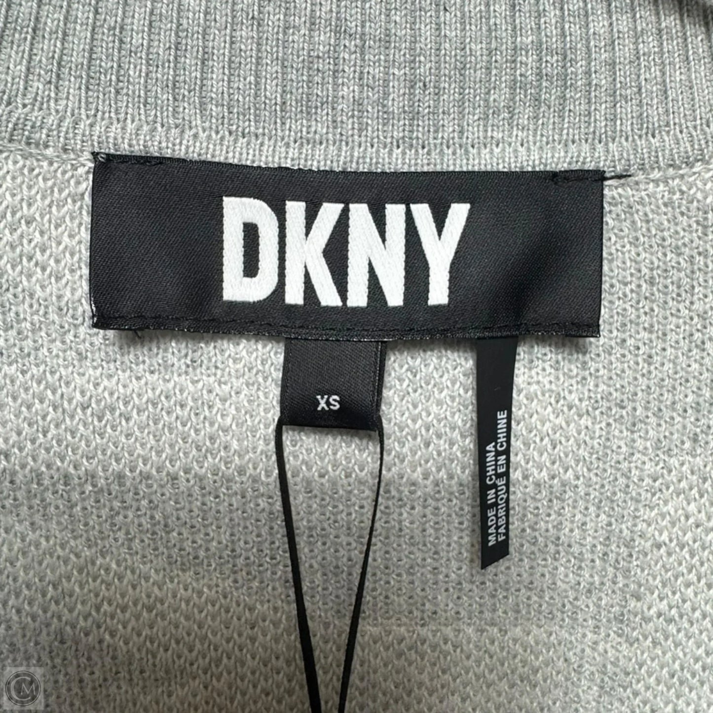 Sweater Cardigan By Dkny In Grey & White, Size: Xs
