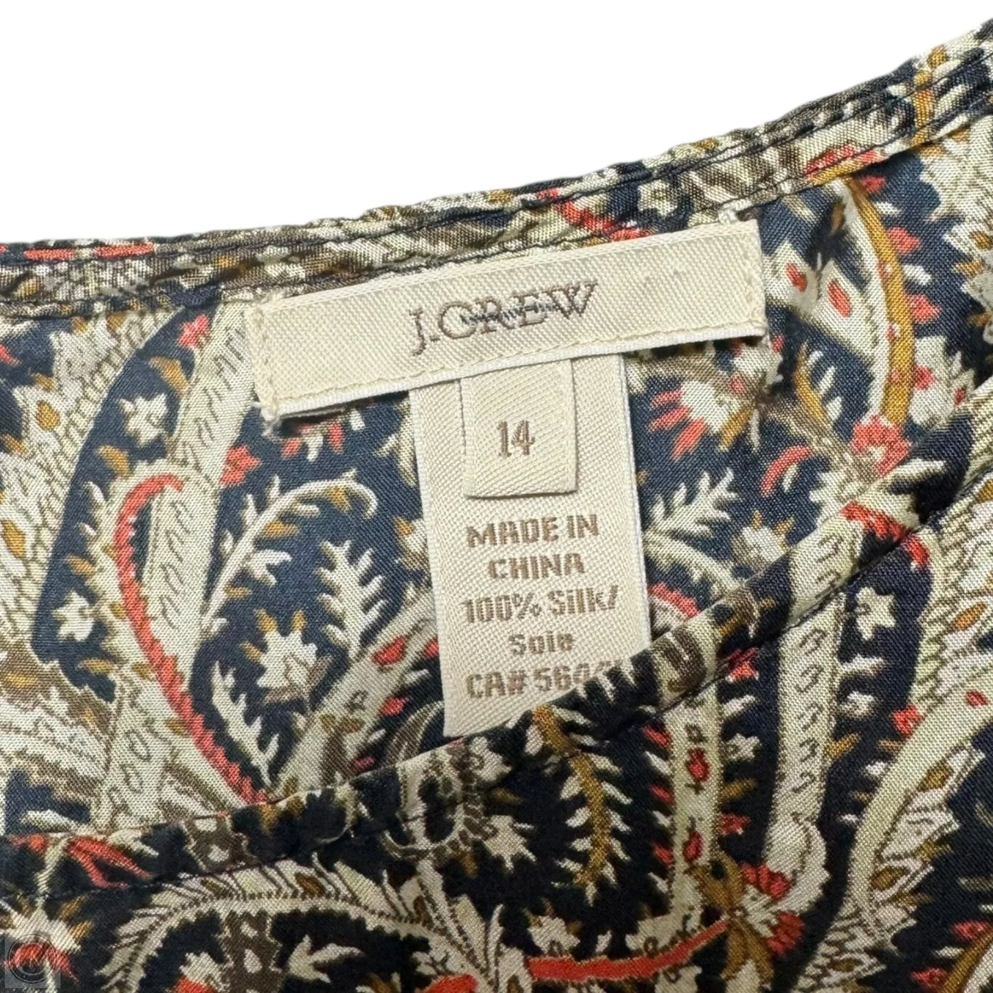 Silk Blouse Long Sleeve By J. Crew In Multi-colored, Size: 14