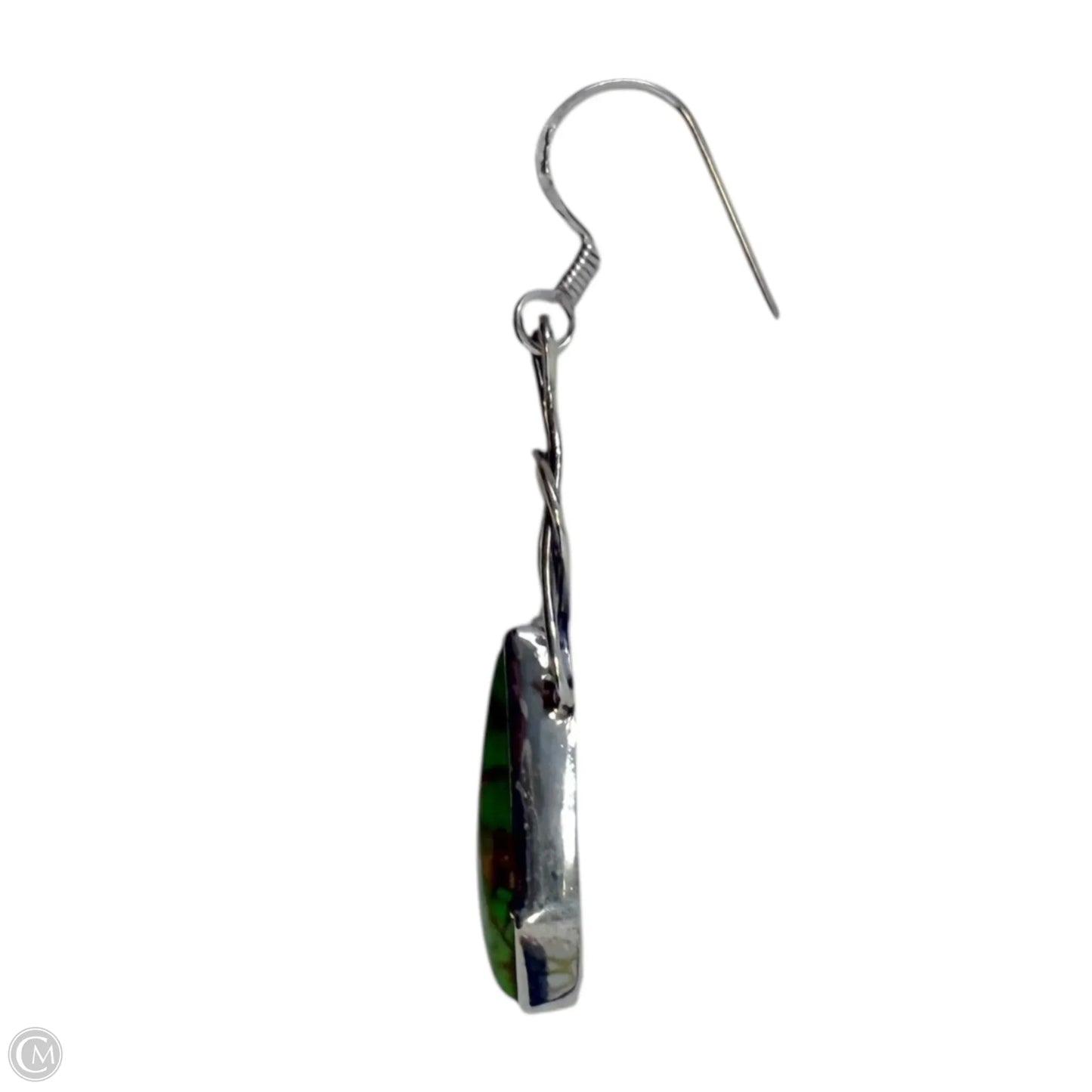 Sterling Silver & Green Copper Turquoise Dangle Earrings