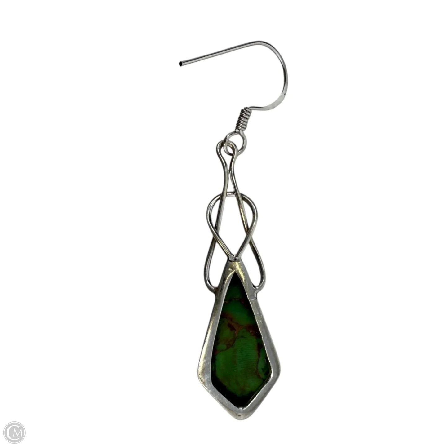 Sterling Silver & Green Copper Turquoise Dangle Earrings