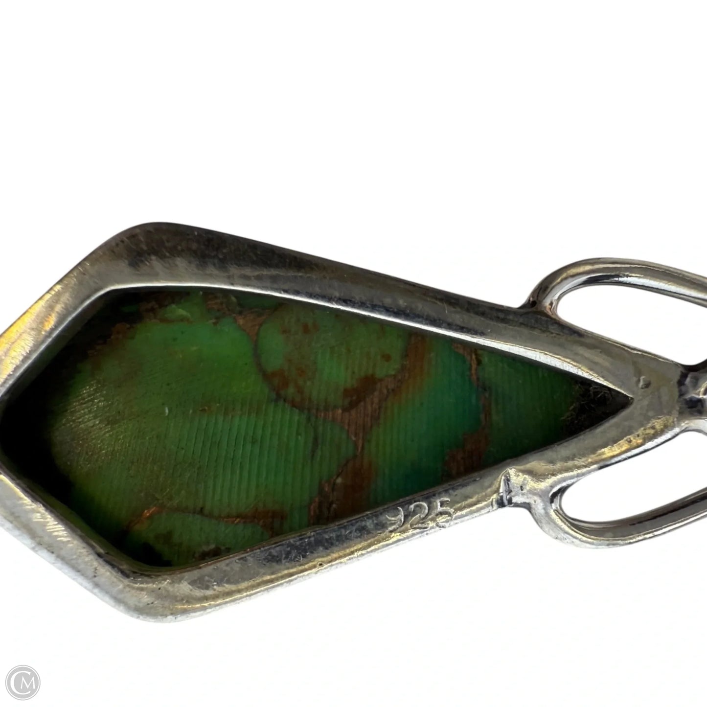 Sterling Silver & Green Copper Turquoise Dangle Earrings