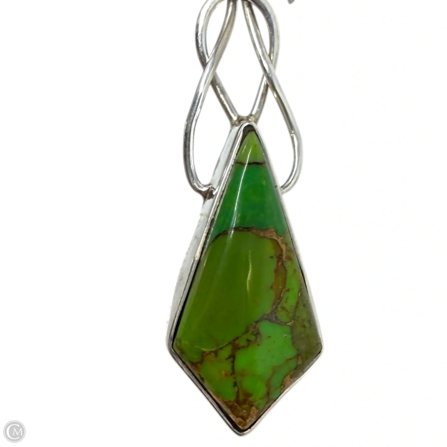 Sterling Silver & Green Copper Turquoise Dangle Earrings