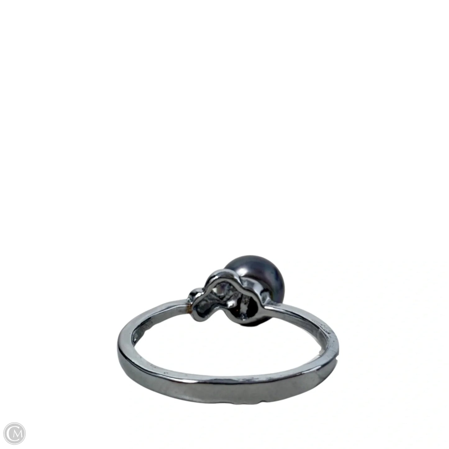 Sterling Silver & Black Pearl Ring, Size: 6.5