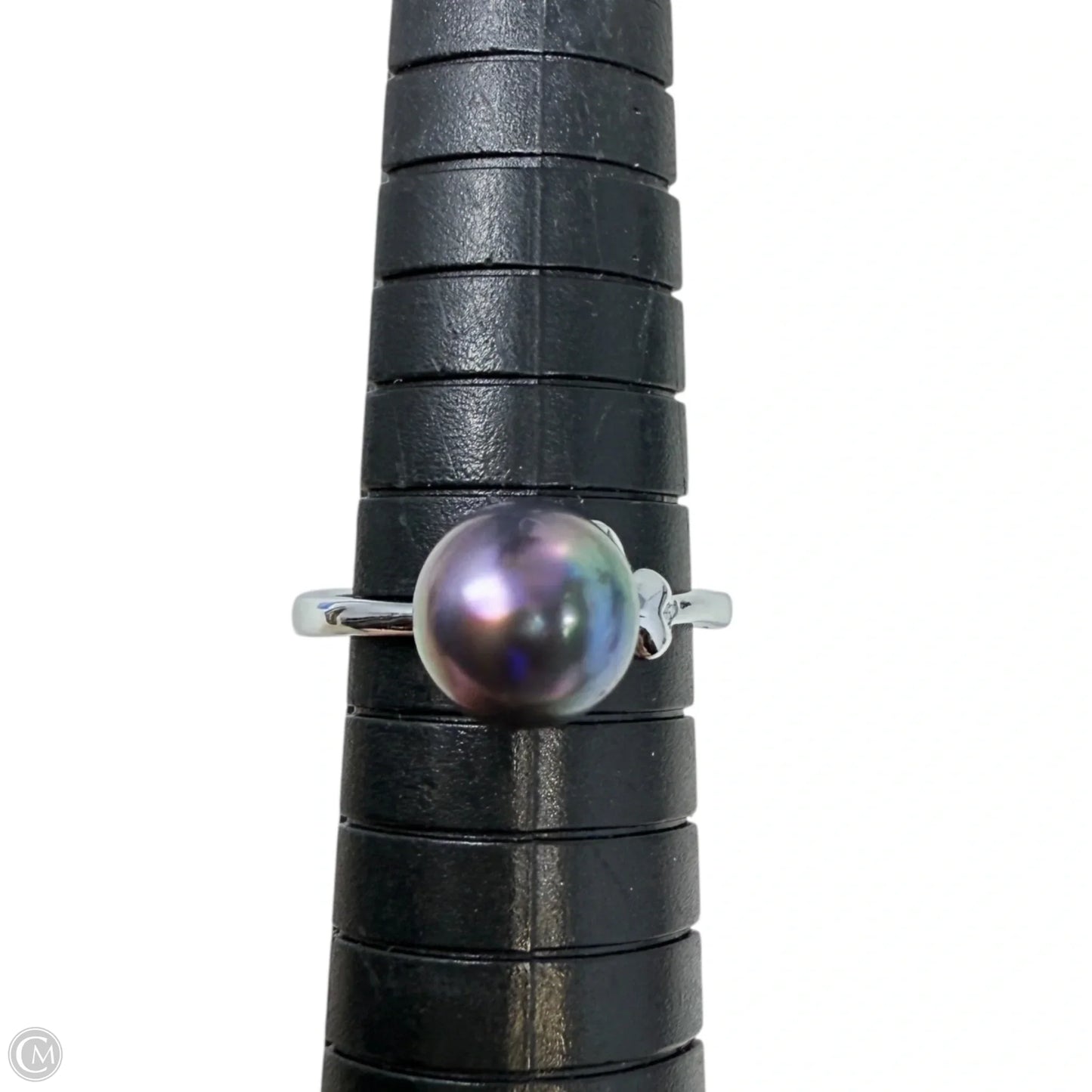 Sterling Silver & Black Pearl Ring, Size: 6.5