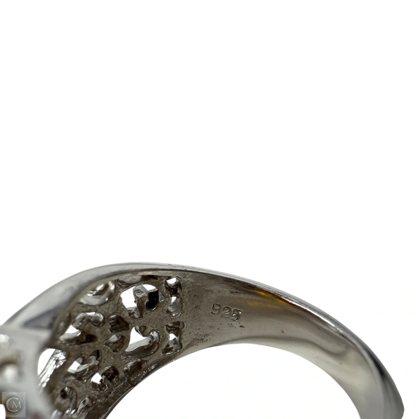 Art Deco Sterling Silver & Citrine Cocktail Ring, Size: 6.5