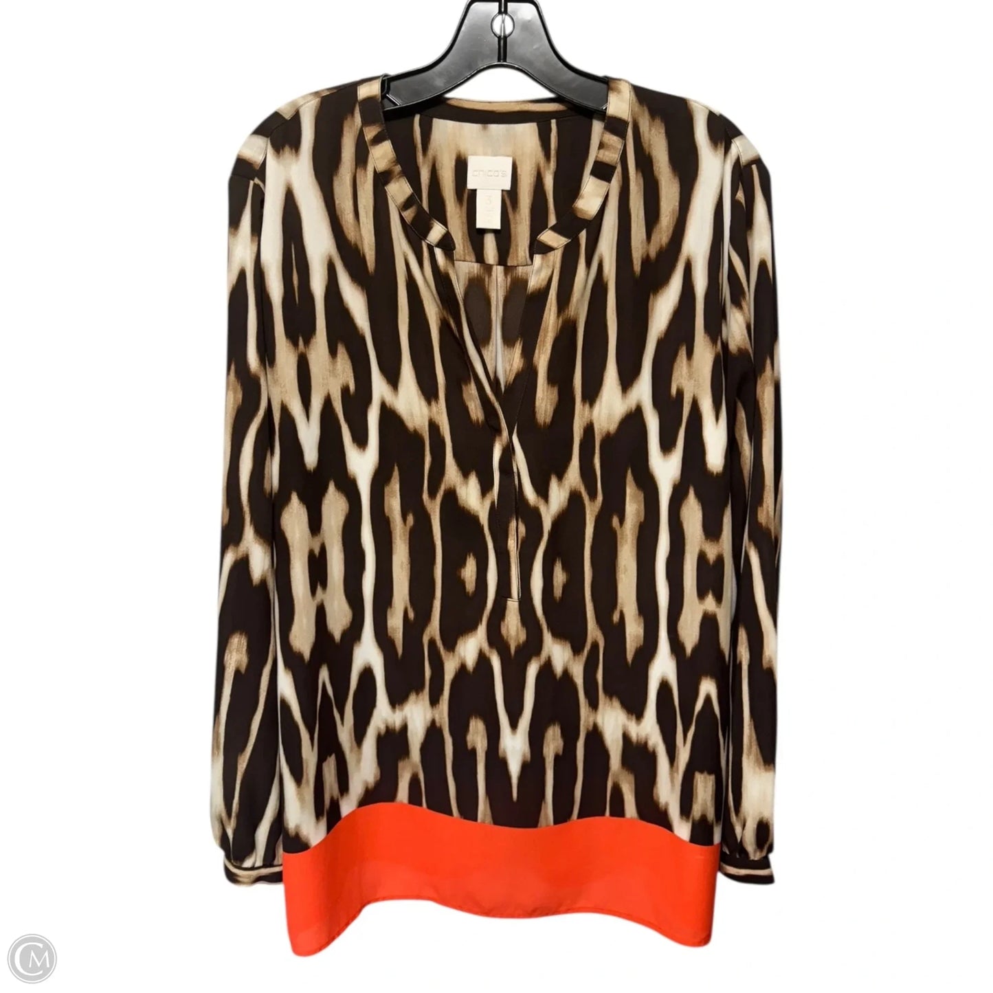 Top Long Sleeve By Chicos In Animal Print, Size: 16
