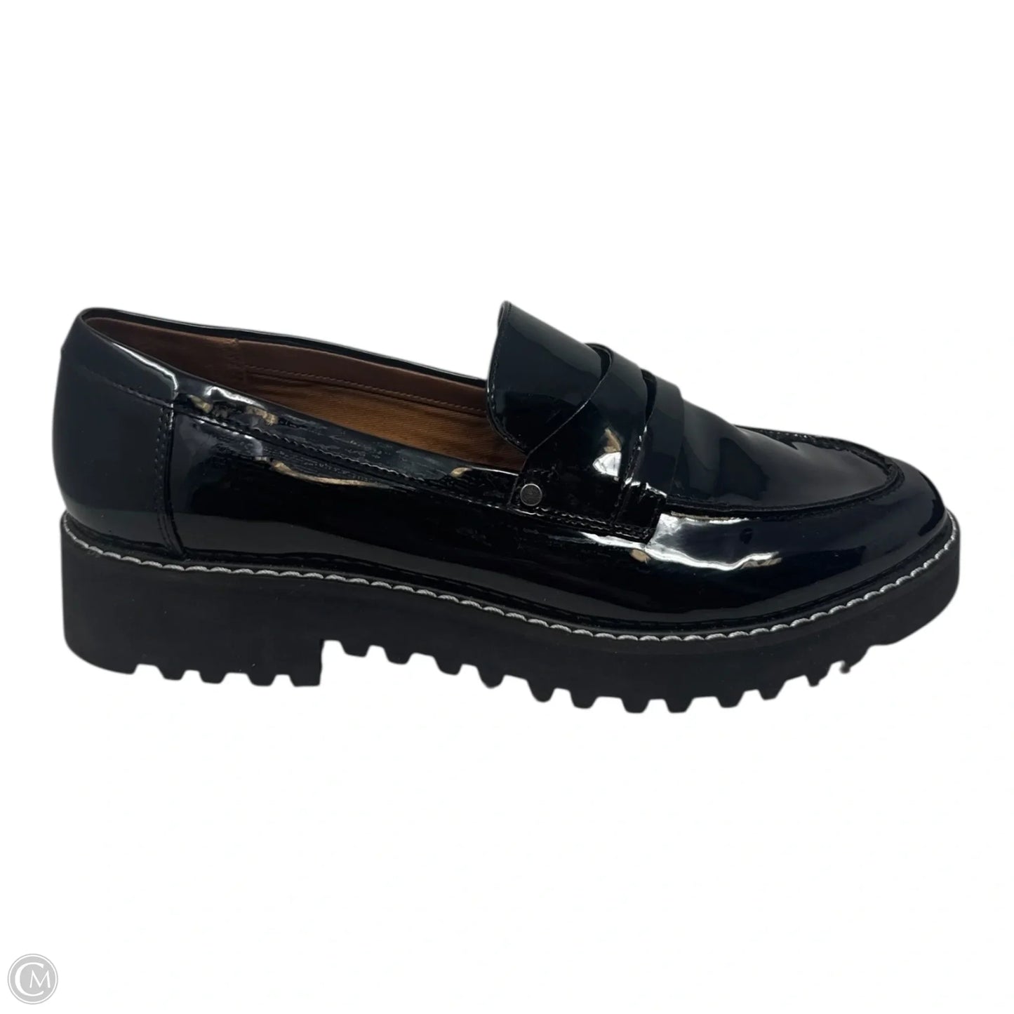 Patent Loafers Shoes Flats By Franco Sarto In Black, Size: 8.5
