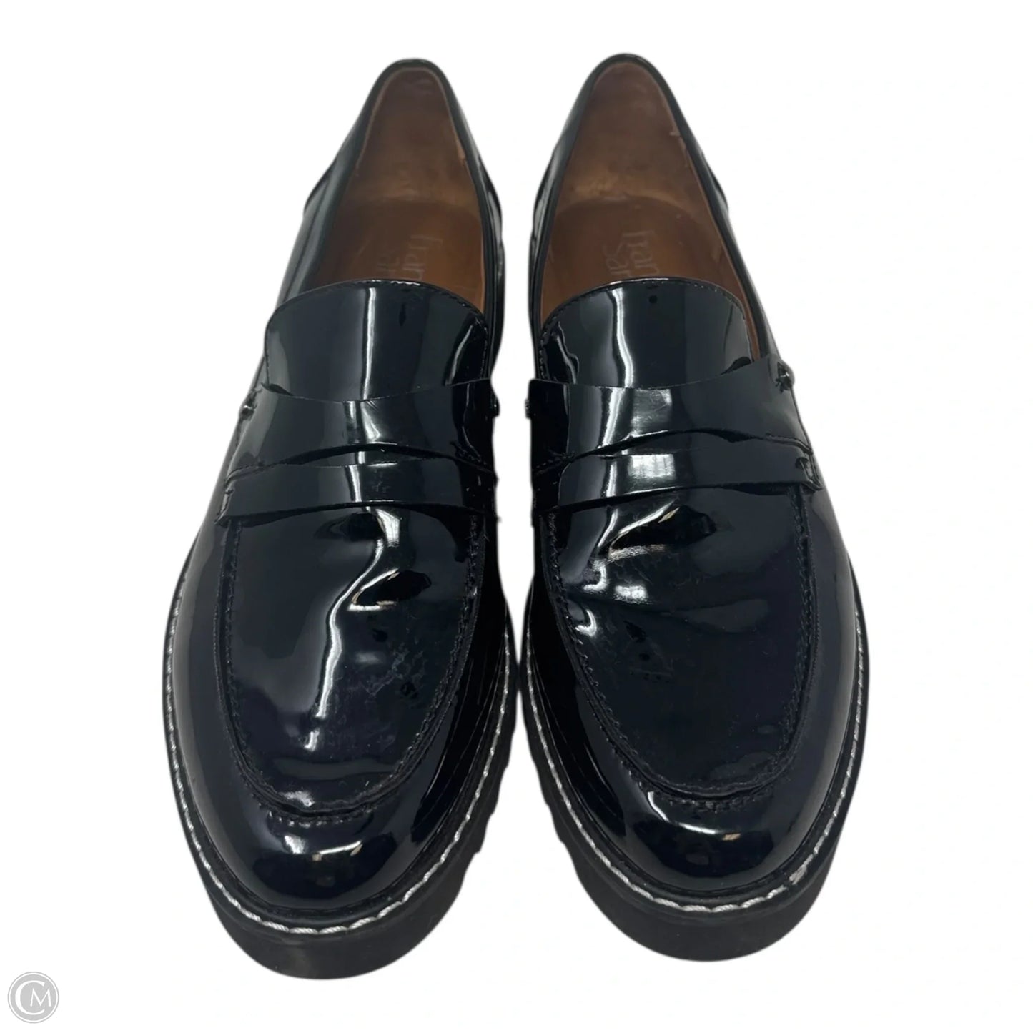 Patent Loafers Shoes Flats By Franco Sarto In Black, Size: 8.5