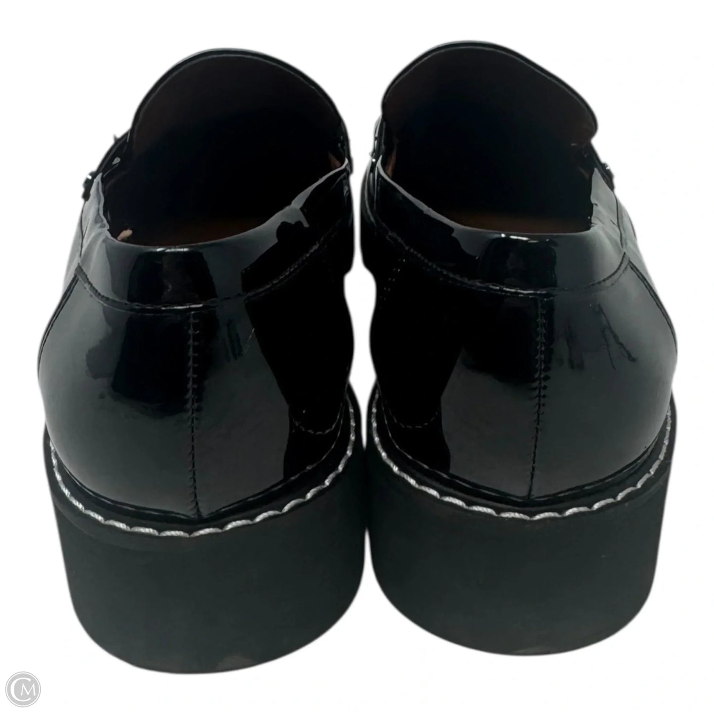 Patent Loafers Shoes Flats By Franco Sarto In Black, Size: 8.5