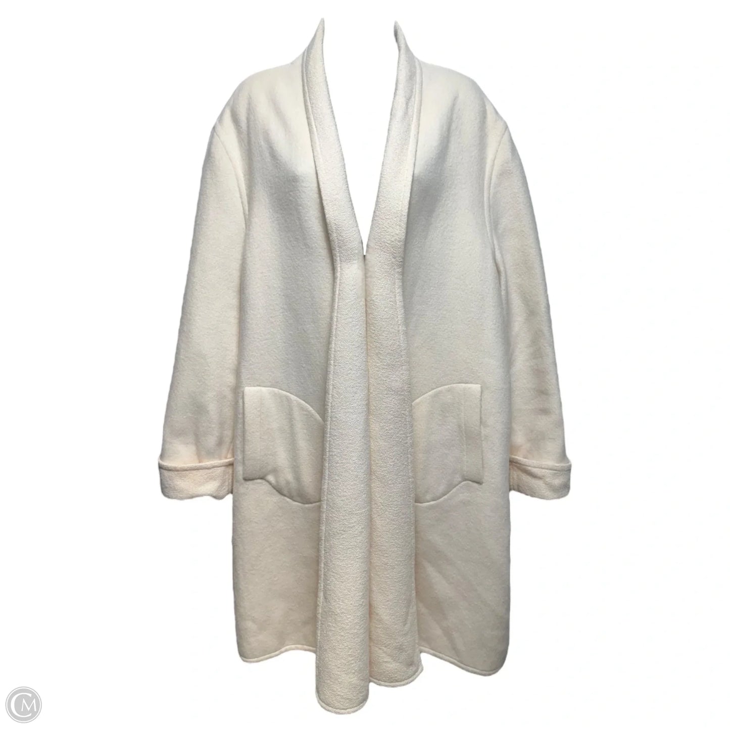 Wool Blend Coat Designer By Escada In Cream, Size: S