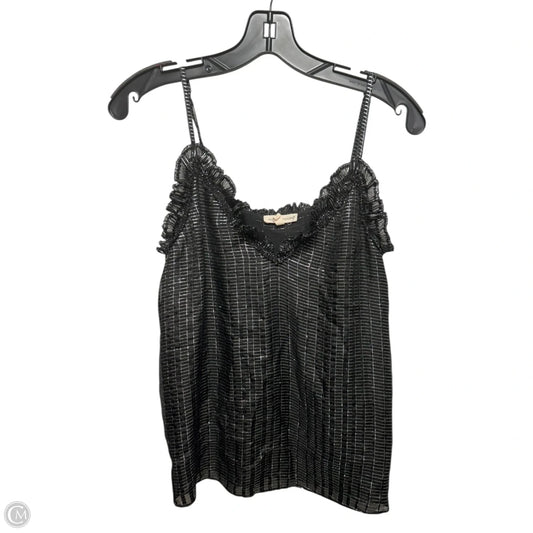 Silk Metallic Cami Top Sleeveless By Rebecca Taylor In Black & Silver, Size: 6