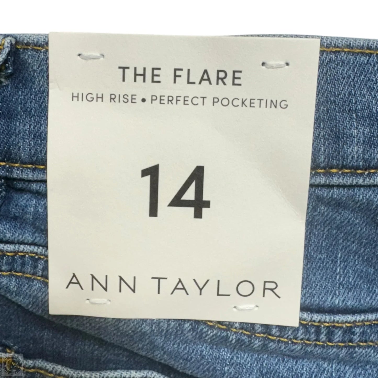 High Rise Perfect Pocketing Jeans Flared By Ann Taylor In Blue Denim, Size: 14