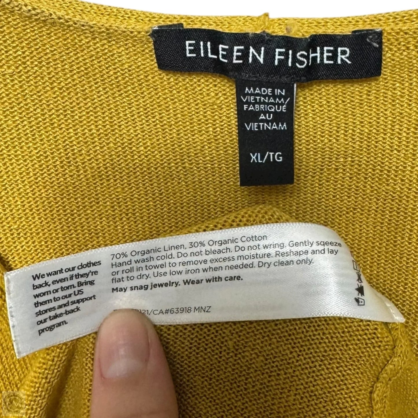 Linen Blend Top Sleeveless By Eileen Fisher In Yellow, Size: Xl