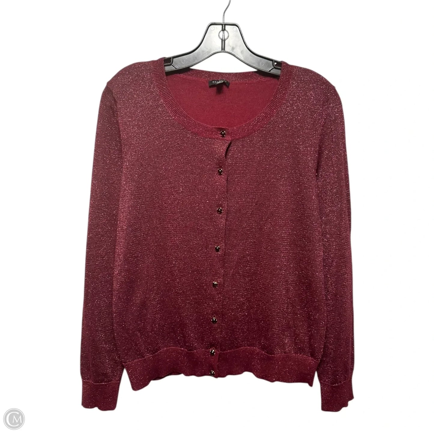 Metallic Sweater Cardigan By Talbots In Red, Size: L