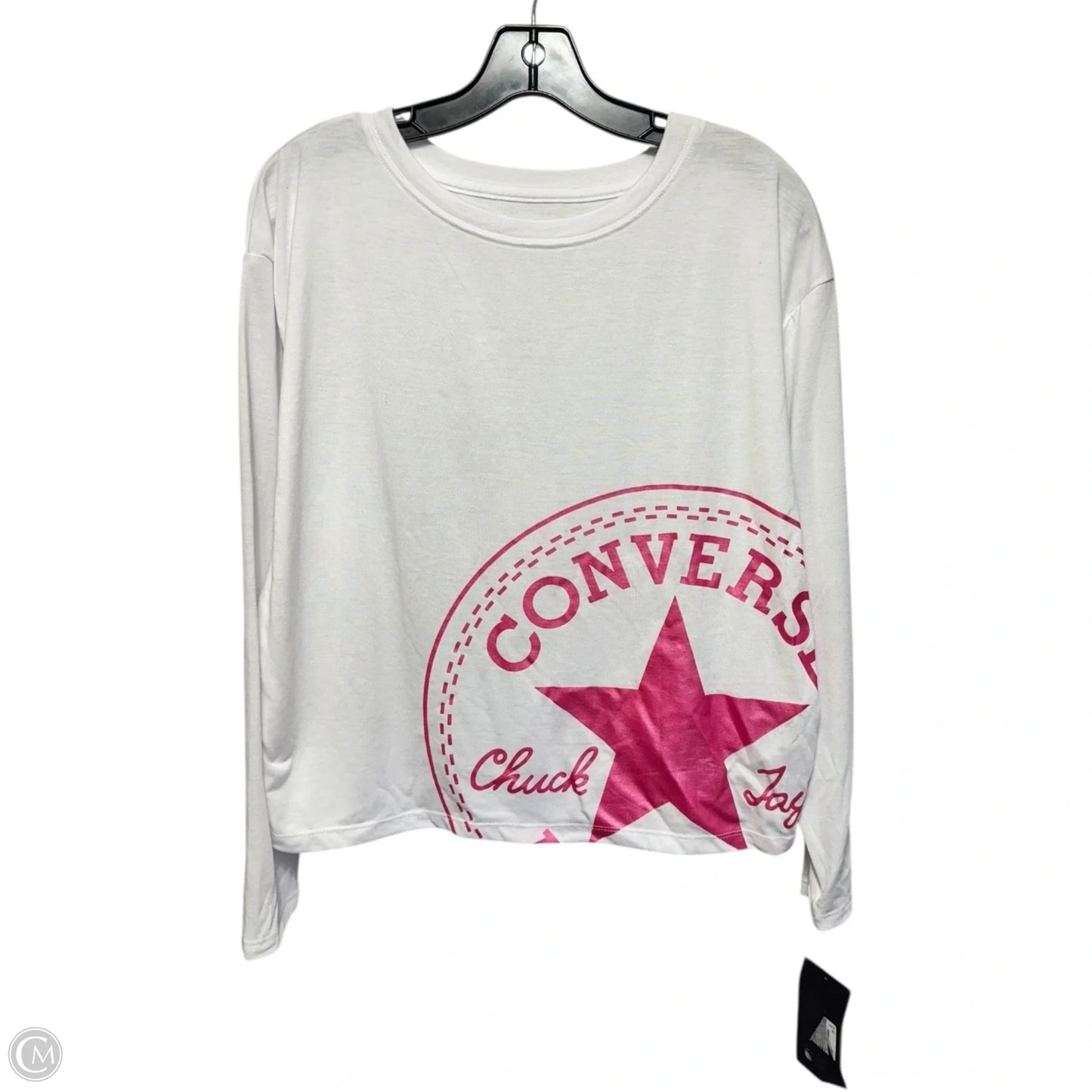 Athletic Top Long Sleeve Crewneck By Converse In Pink & White, Size: Xl