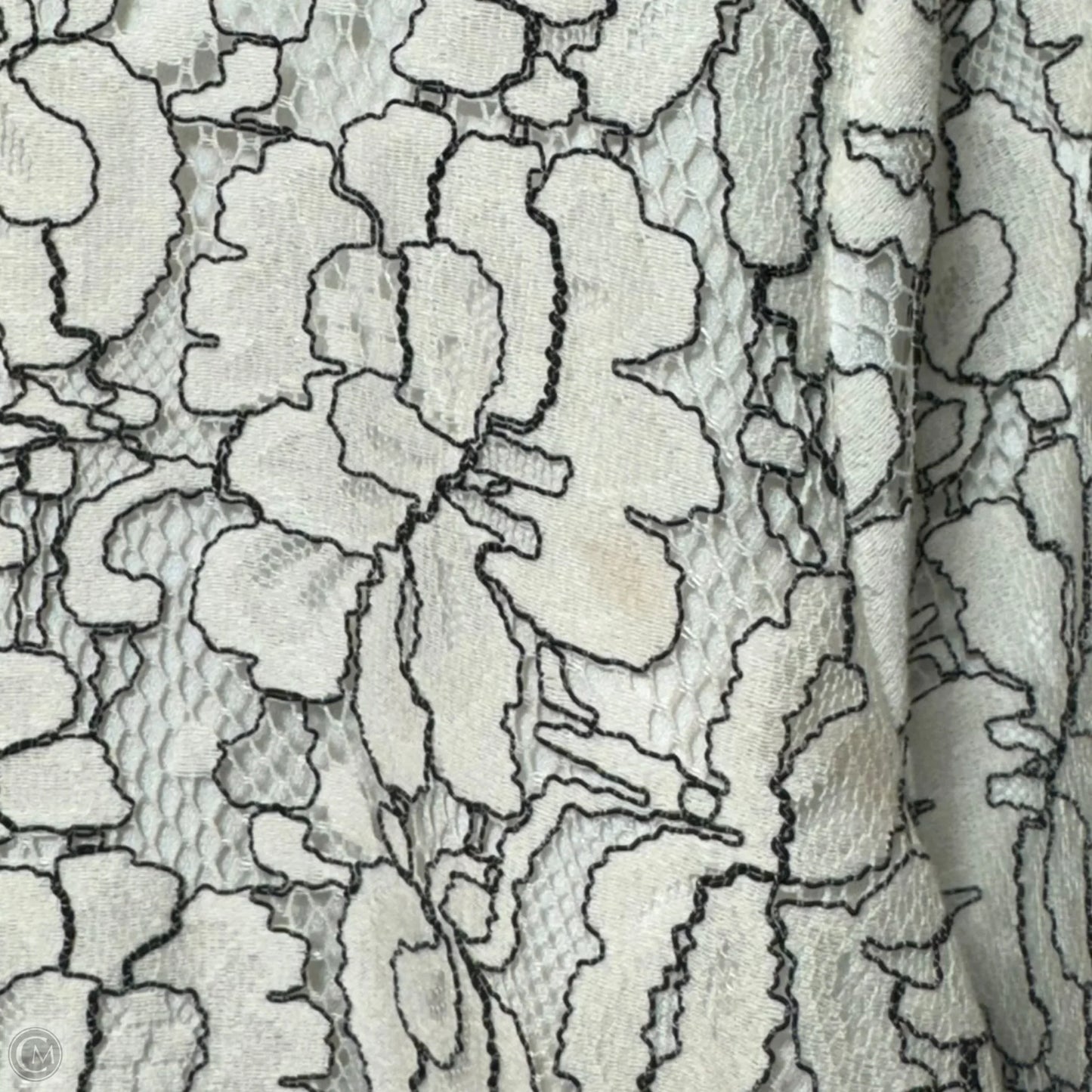 Lace Top Long Sleeve Designer By Karl Lagerfeld In Black & White, Size: Xl