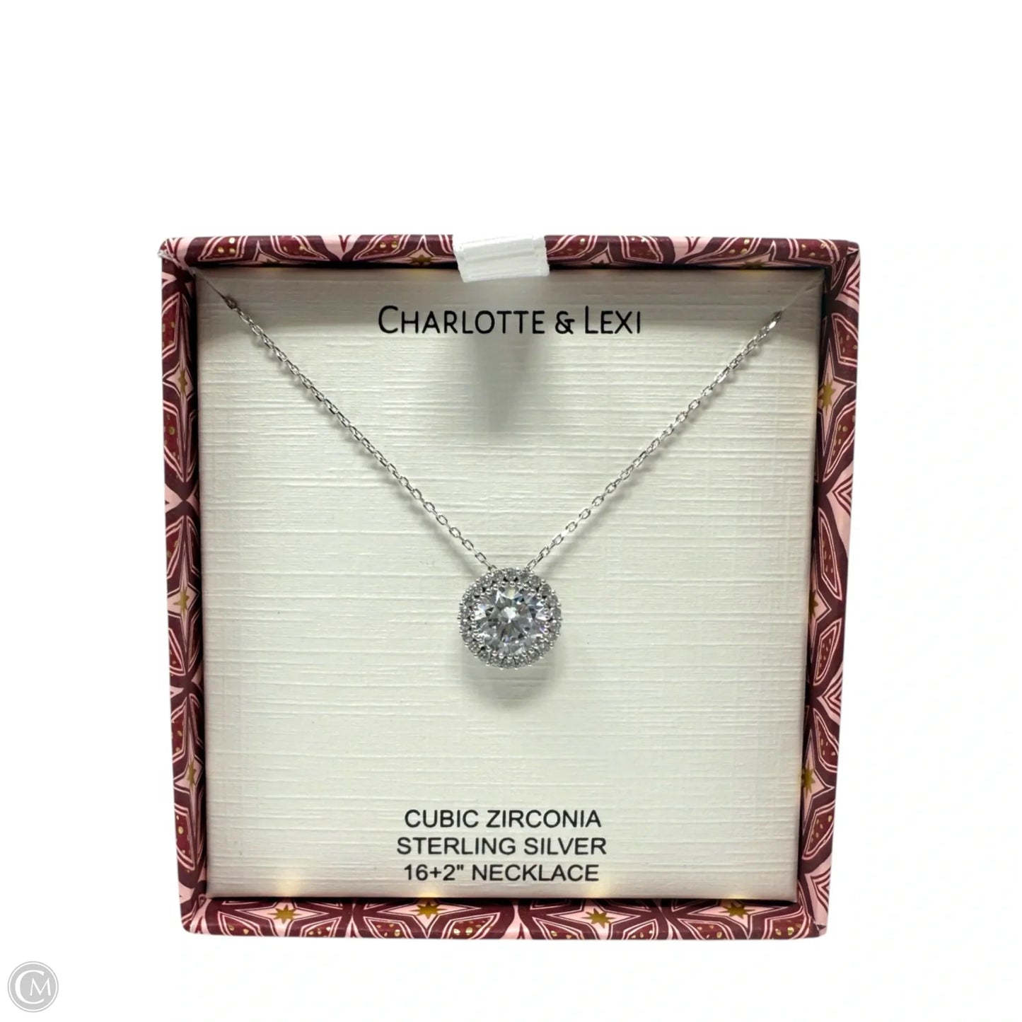 Sterling Silver & CZ Halo Pendant Necklace By Charlotte & Lexi