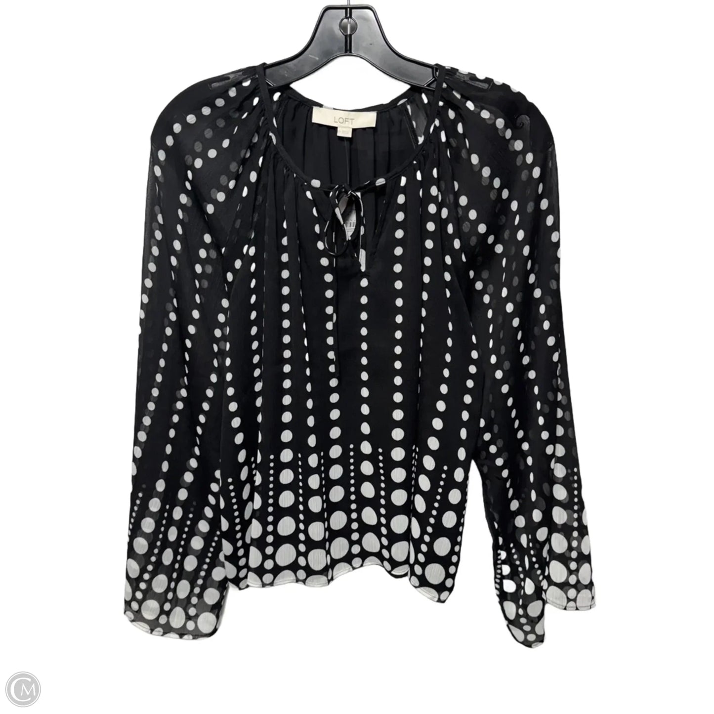 Blouse Long Sleeve By Loft In Polkadot Pattern, Size: Xs