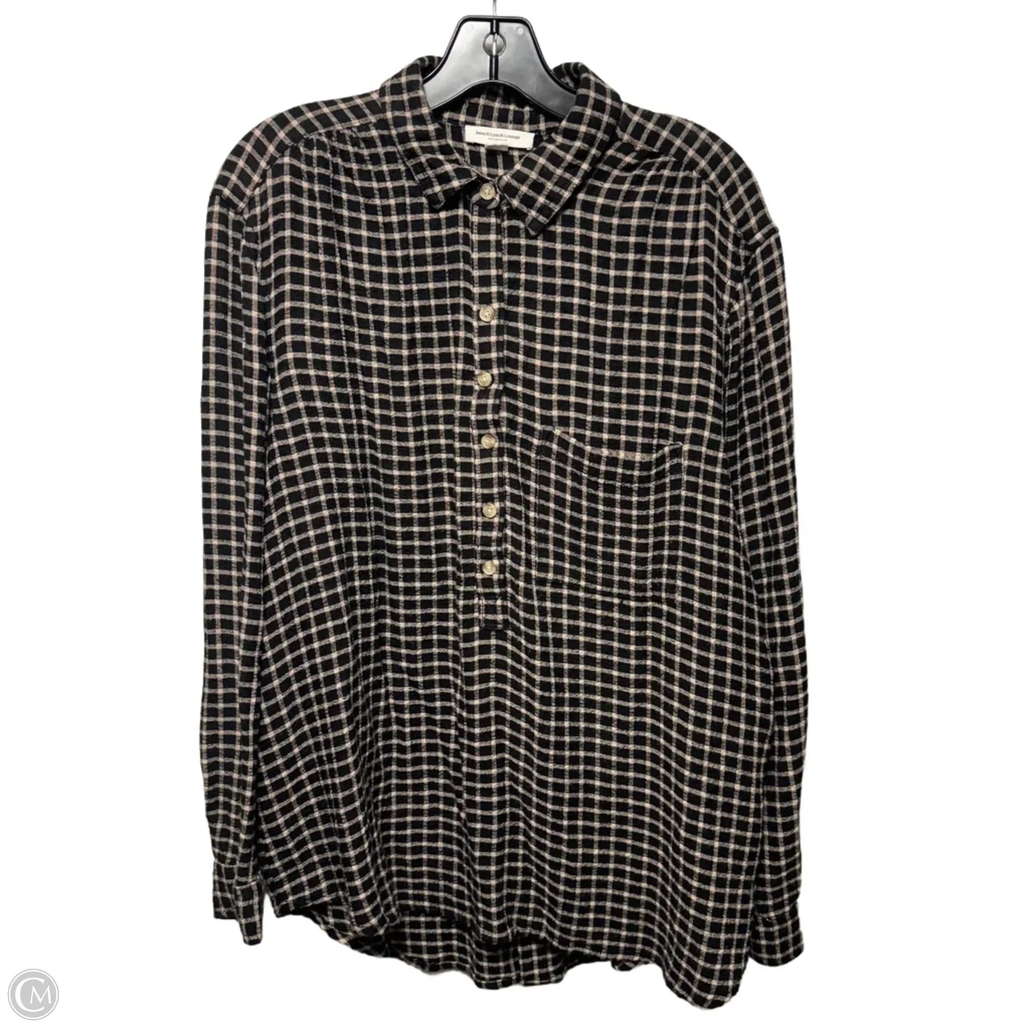 Top Long Sleeve By Beachlunchlounge In Checkered Pattern, Size: Xl