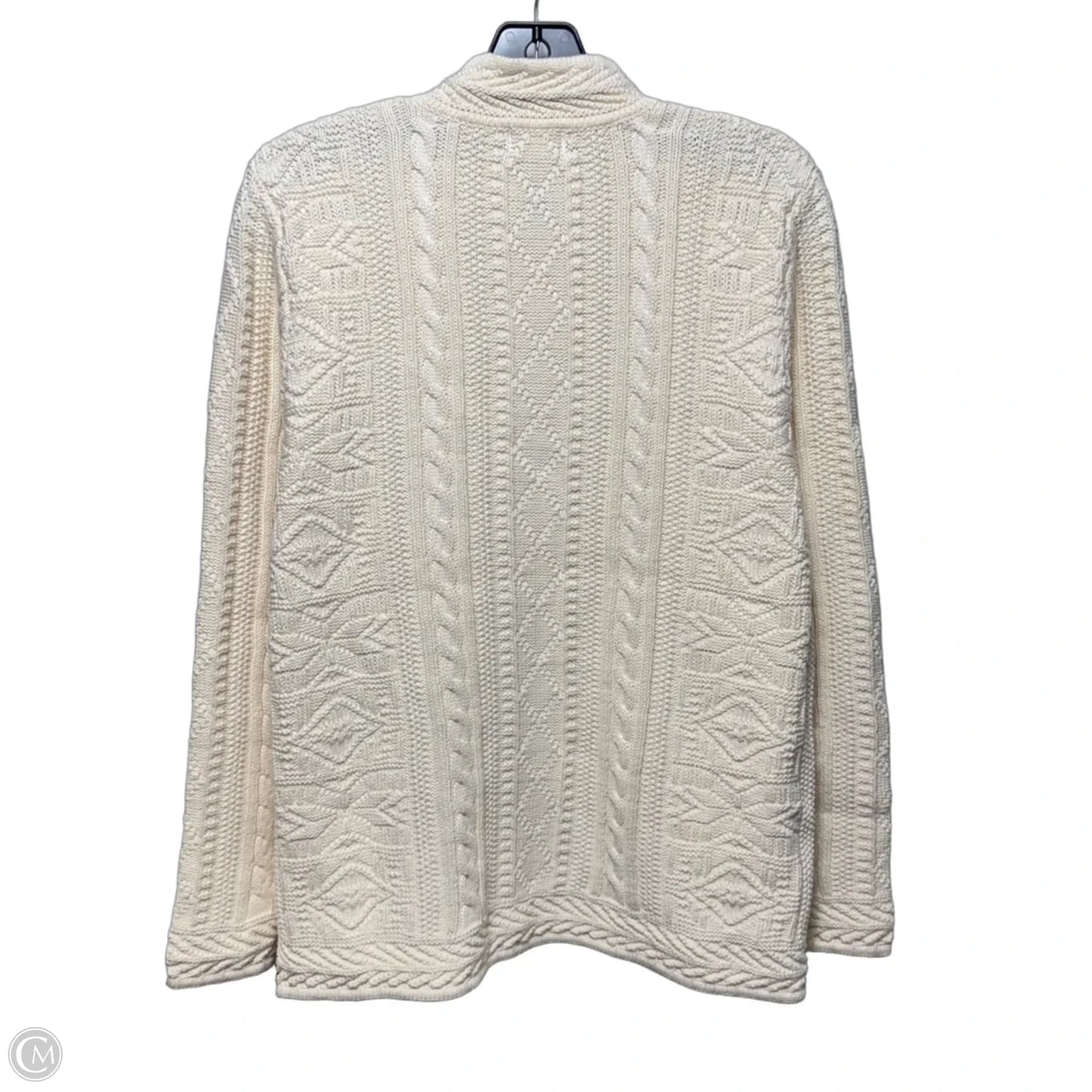 Cotton Sweater Cardigan By L.l. Bean In Cream, Size: L