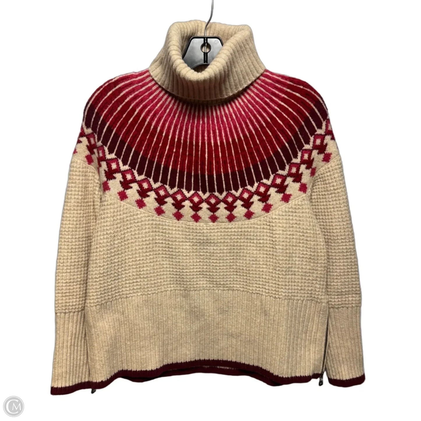 Sweater By L.l. Bean In Cream & Red, Size: Sp