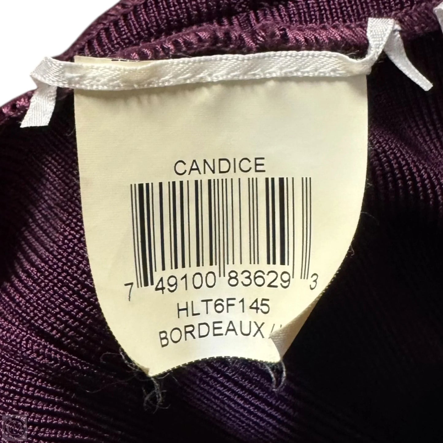 Candice Bandage Midi Dress Luxury Designer By Herve Leger In Bordeaux, Size: L