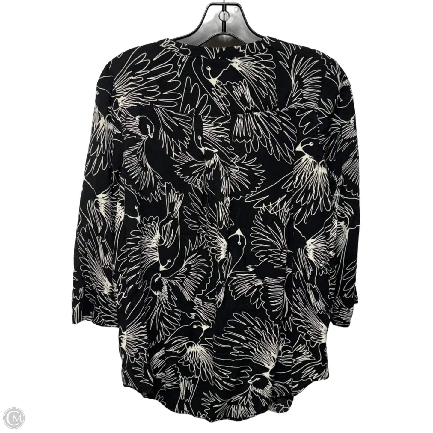 Bird Print Blouse By Maeve In Black & White, Size: 4