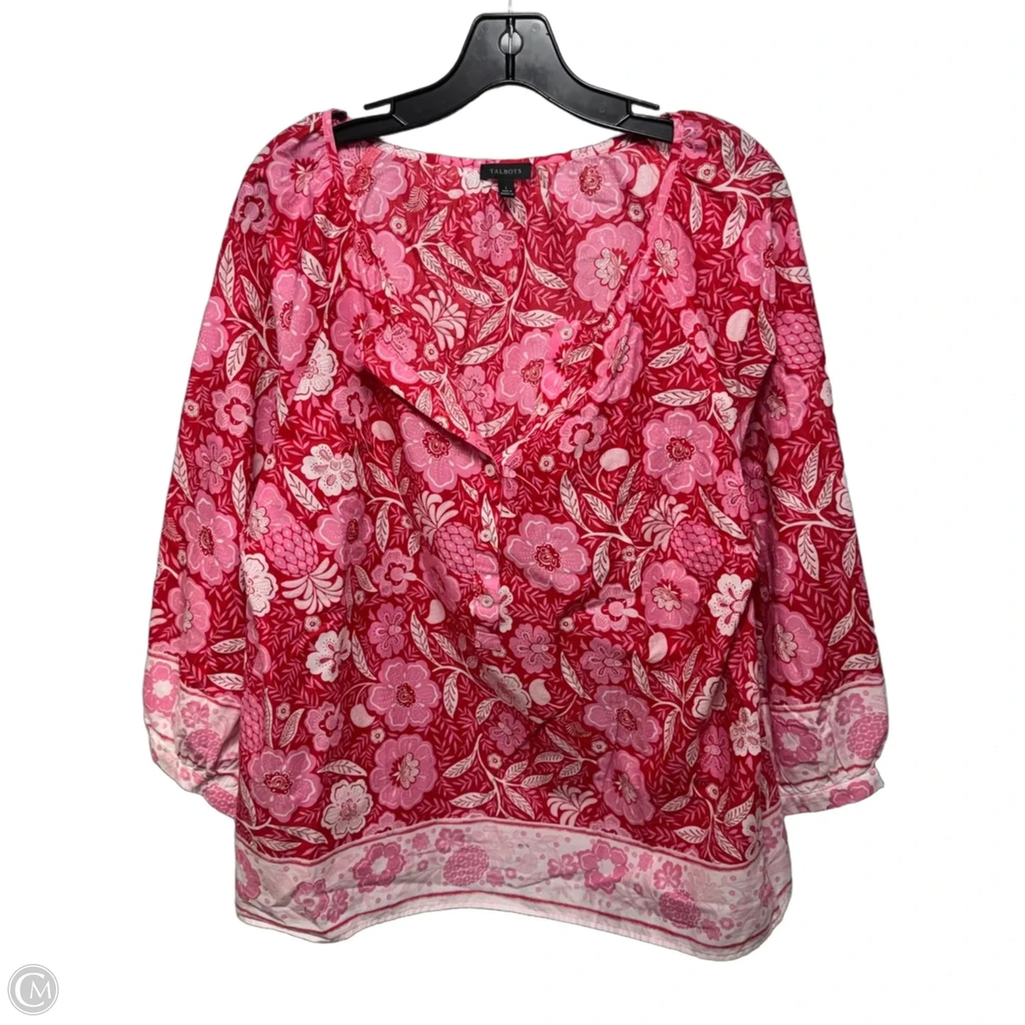 Top Long Sleeve By Talbots In Floral Print, Size: L
