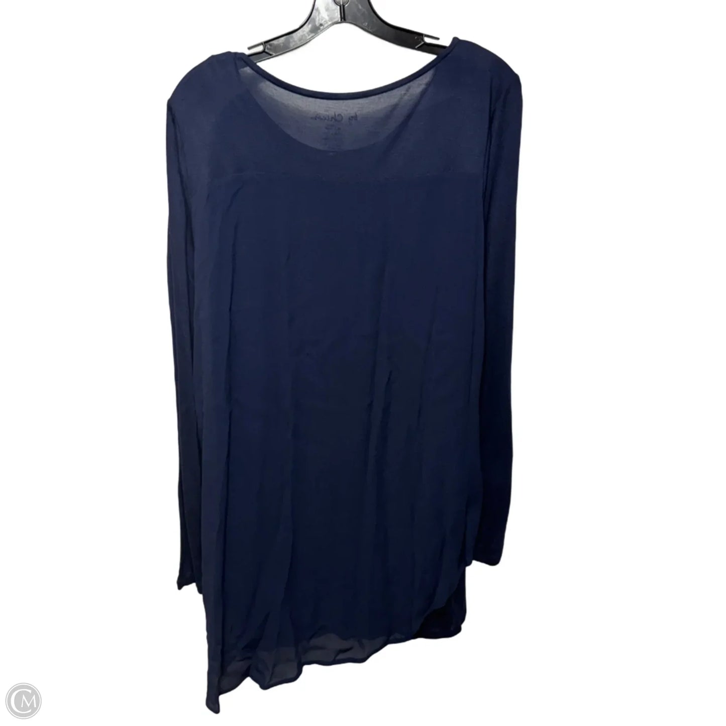 Asymmetrical Hem Top Long Sleeve By Chicos In Navy, Size: L