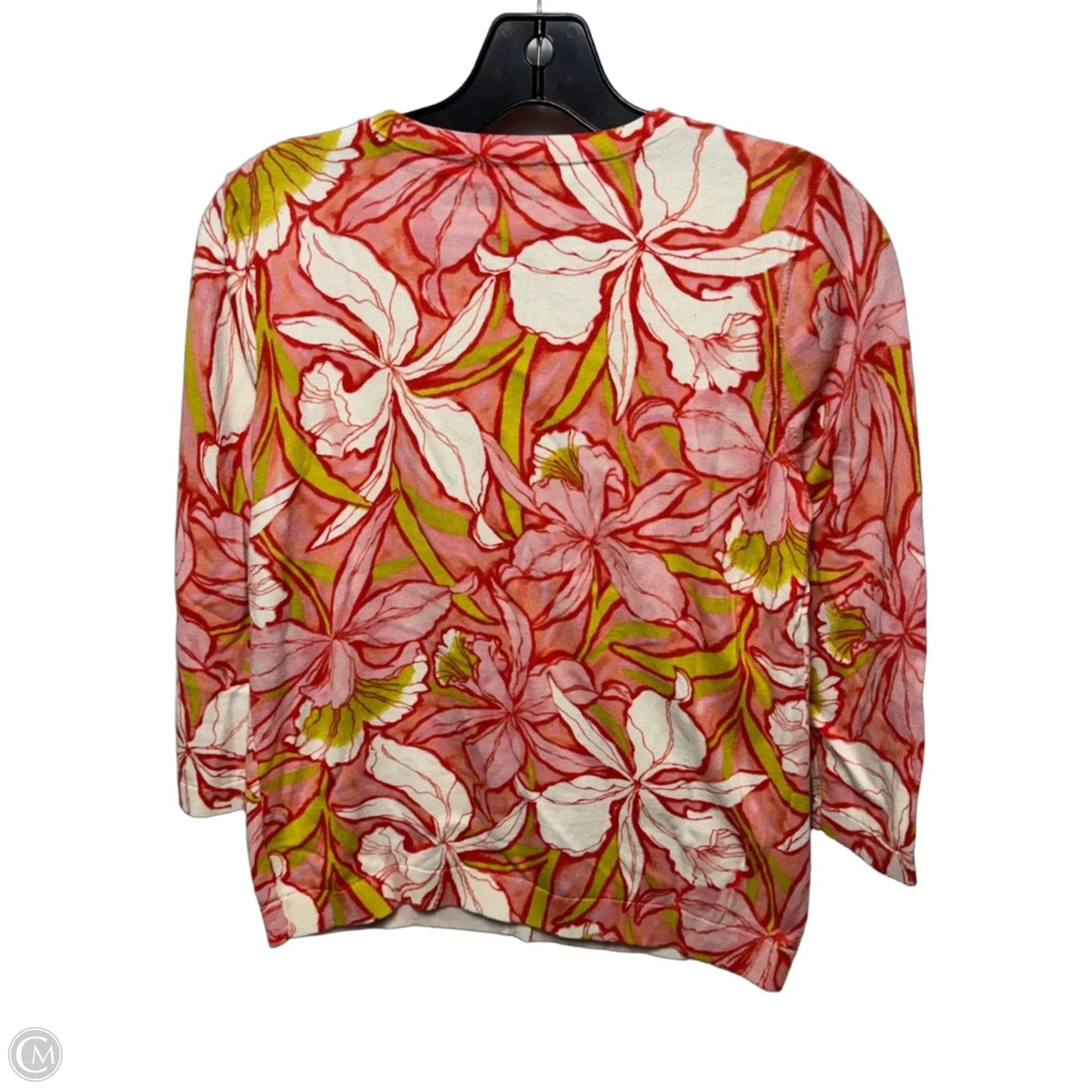 Sweater Cardigan By Talbots In Floral Print, Size: Mp