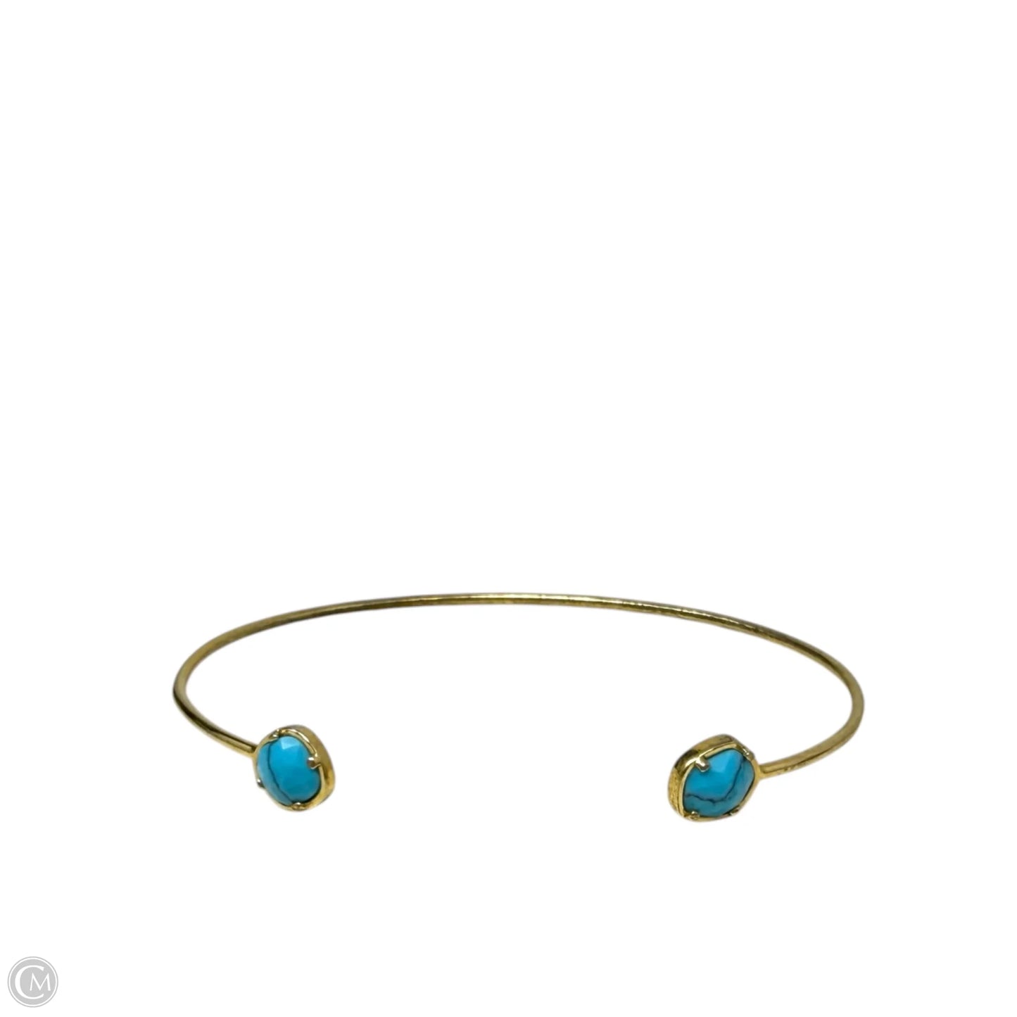 Turquoise & Gold Tone Open Cuff Bracelet