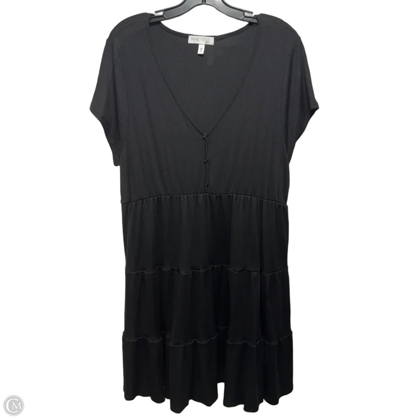 Ribbed Tiered Dress Casual Short By Planet Gold In Black, Size: 2x