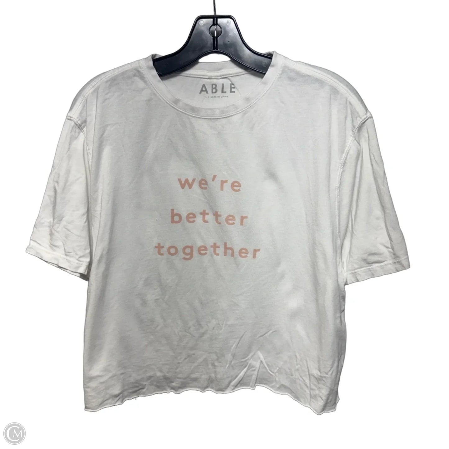 “We’re Better Together” Top Short Sleeve By Able In White, Size: L