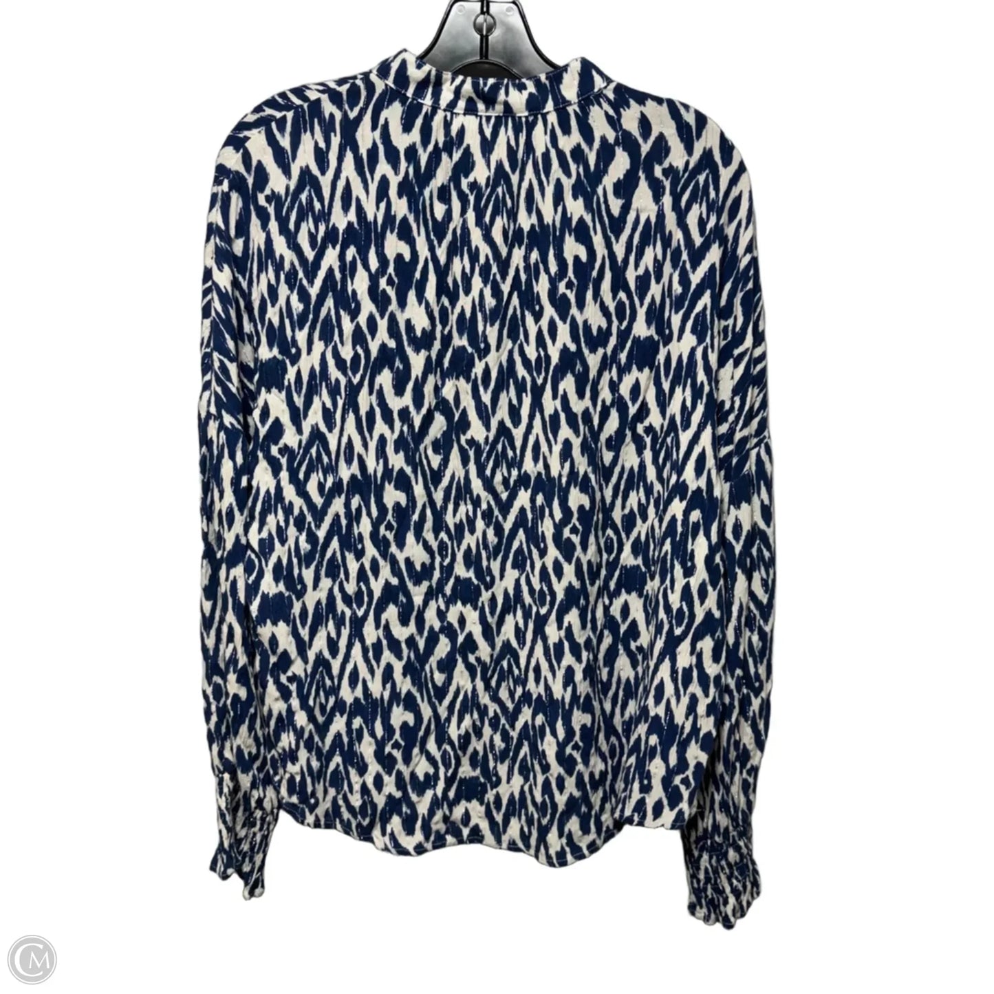 Top Long Sleeve By finley In Blue & White, Size: S