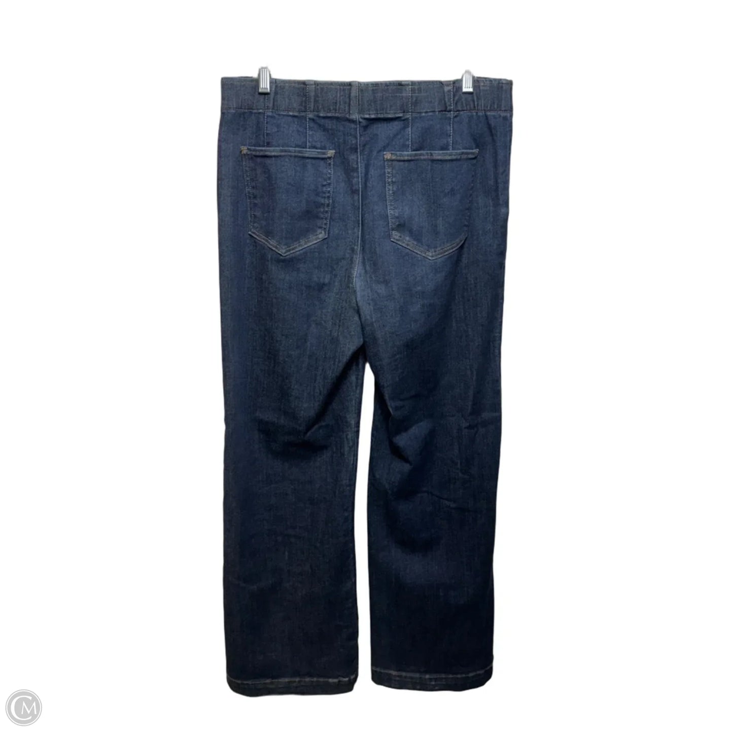 Pull-On Travel Trouser Jeans Wide Leg By Talbots In Blue Denim, Size: M