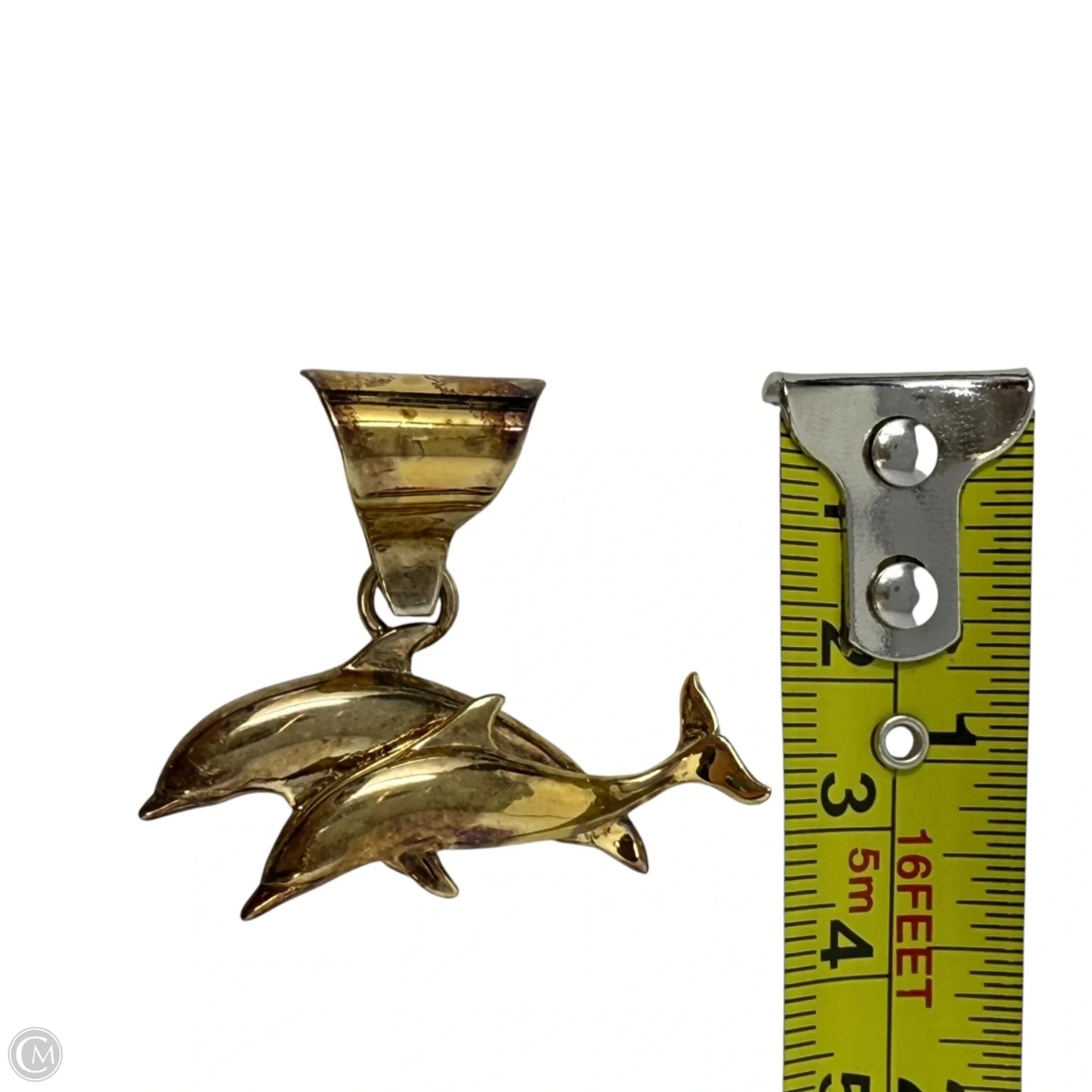Gold Over Sterling Silver Swimming Dolphins Pendant