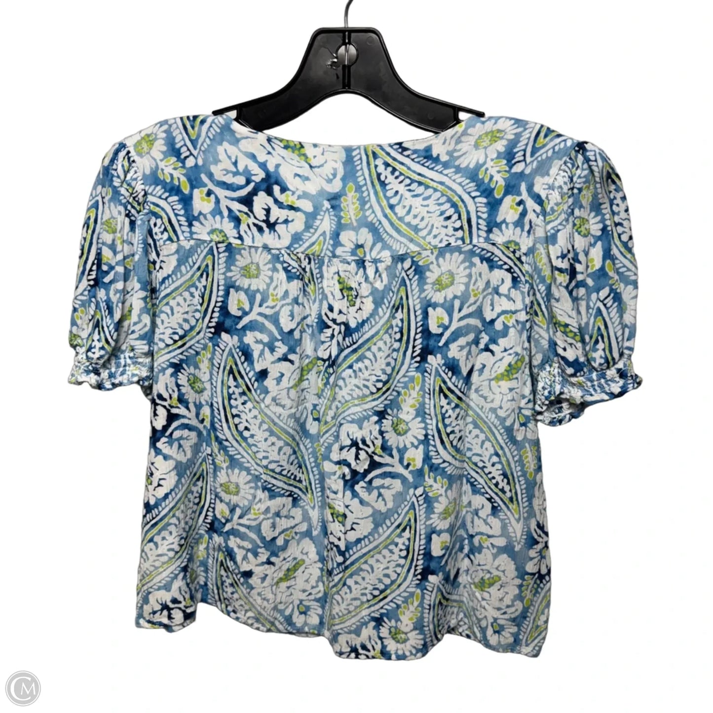 Top Short Sleeve By Christian Siriano In Blue & Green, Size: S