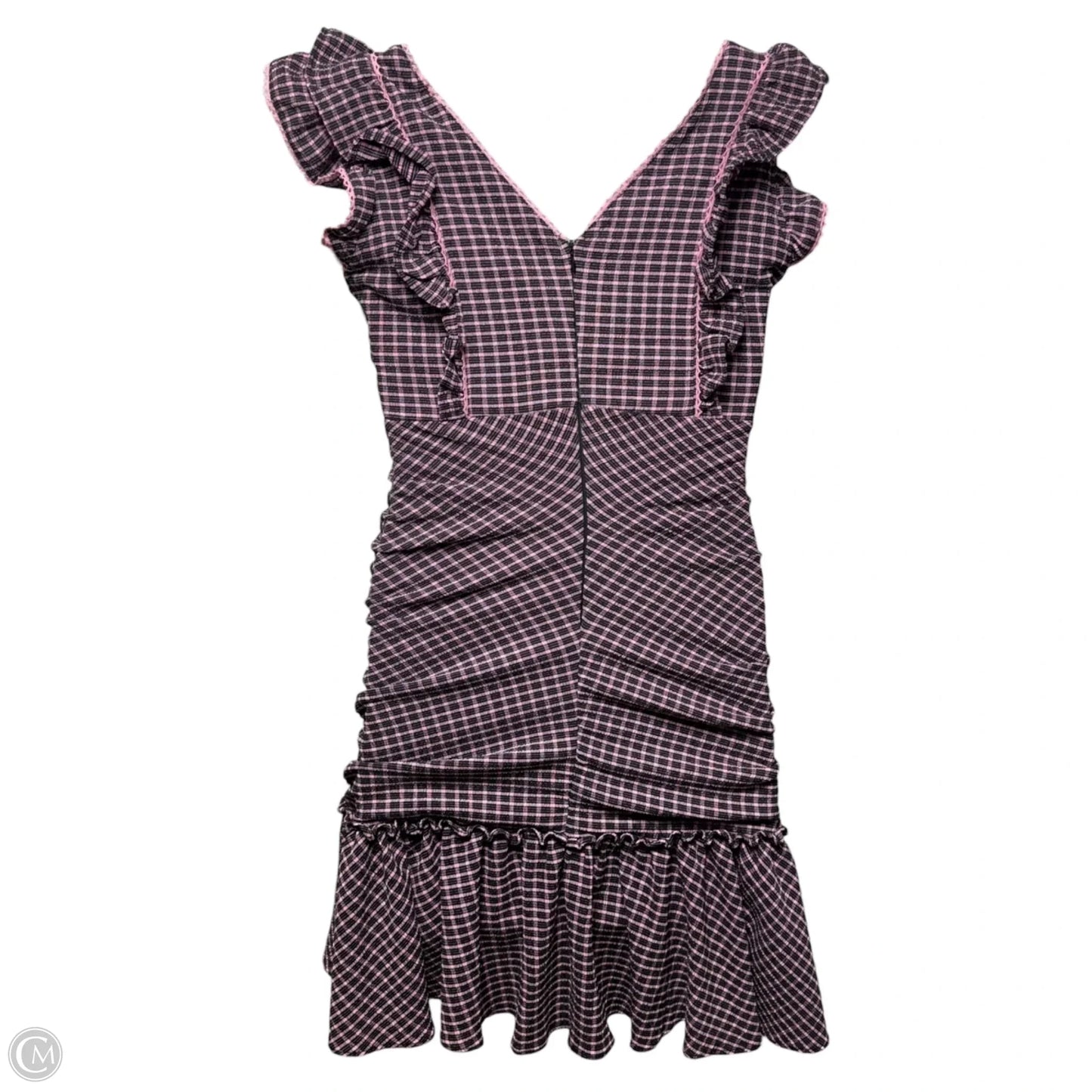 Dress Casual Short By Betsey Johnson In Black & Pink Plaid, Size: 6