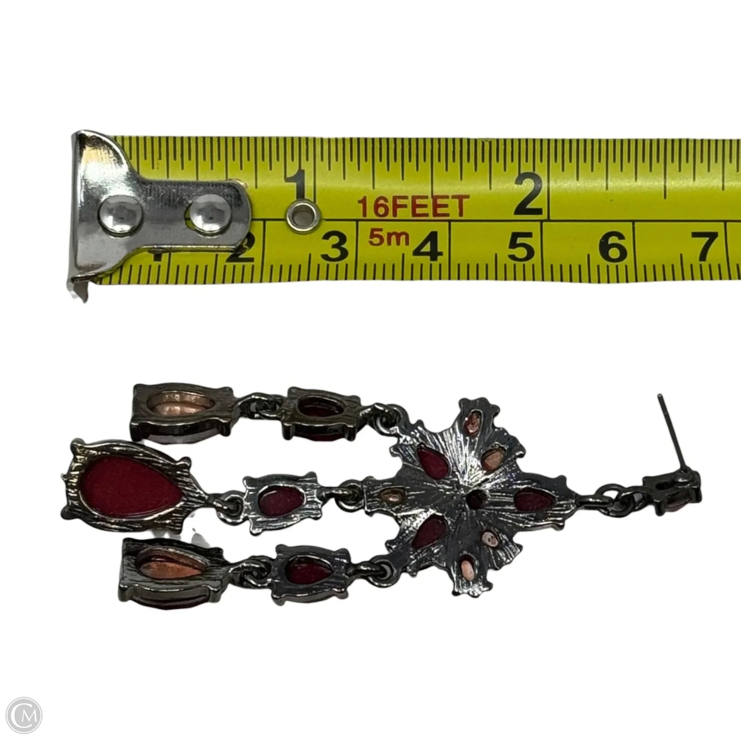 Red Faceted Chandelier Dangle Earrings